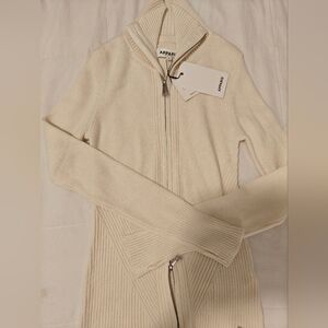 Apparis Nova Zip Up Cardigan in Cream NWT